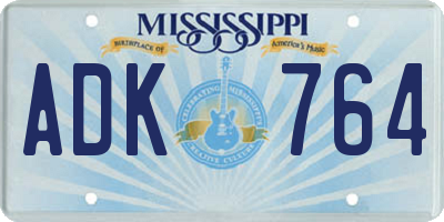 MS license plate ADK764