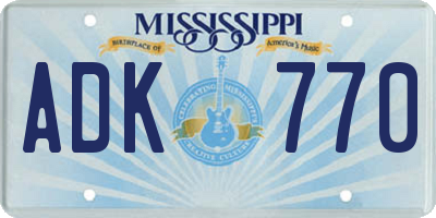 MS license plate ADK770