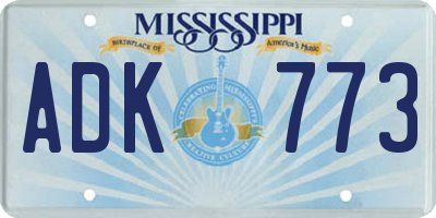 MS license plate ADK773