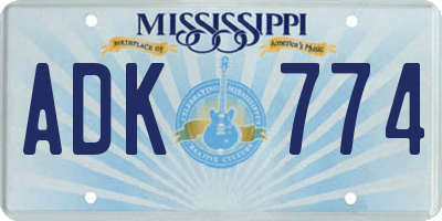 MS license plate ADK774