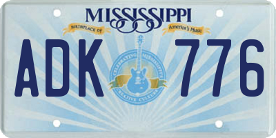 MS license plate ADK776