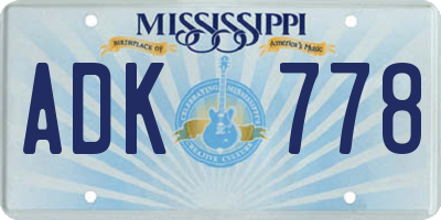 MS license plate ADK778