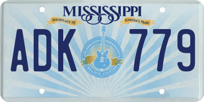 MS license plate ADK779