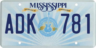 MS license plate ADK781