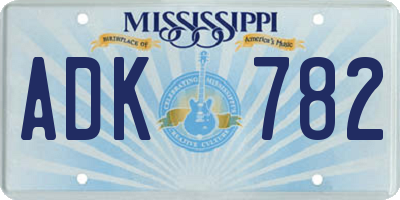 MS license plate ADK782
