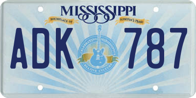 MS license plate ADK787