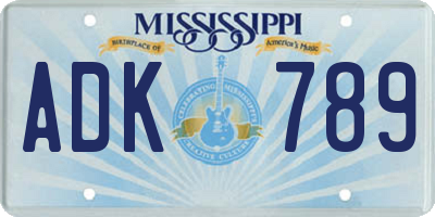 MS license plate ADK789