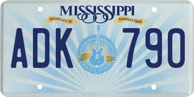 MS license plate ADK790