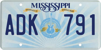 MS license plate ADK791