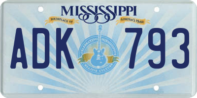 MS license plate ADK793