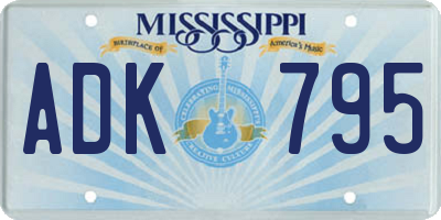 MS license plate ADK795