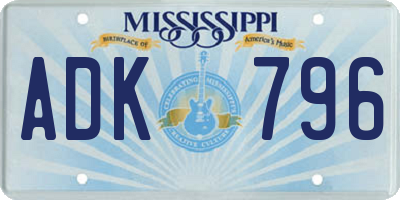 MS license plate ADK796