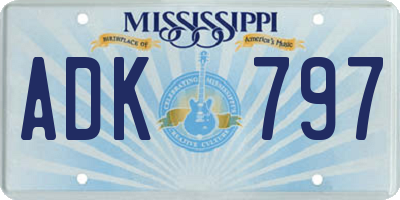 MS license plate ADK797