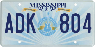 MS license plate ADK804