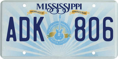 MS license plate ADK806
