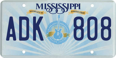 MS license plate ADK808