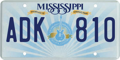 MS license plate ADK810
