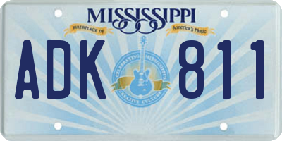 MS license plate ADK811