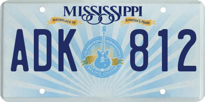 MS license plate ADK812