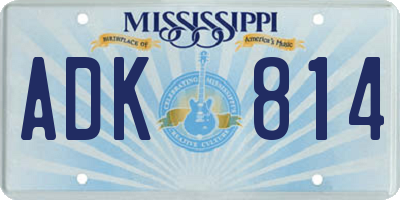 MS license plate ADK814