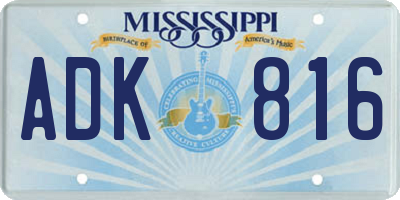 MS license plate ADK816