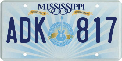 MS license plate ADK817
