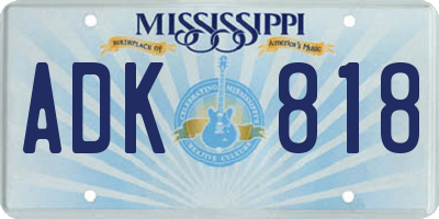 MS license plate ADK818