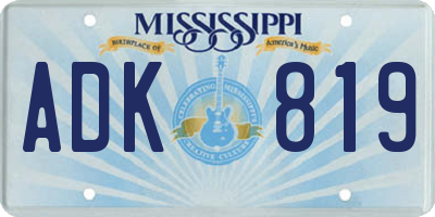 MS license plate ADK819