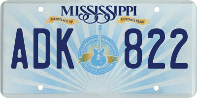 MS license plate ADK822