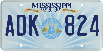 MS license plate ADK824