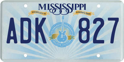 MS license plate ADK827