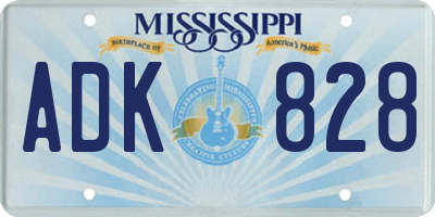 MS license plate ADK828