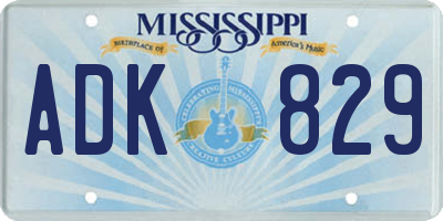 MS license plate ADK829