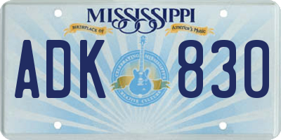 MS license plate ADK830