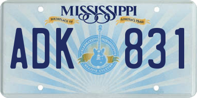MS license plate ADK831