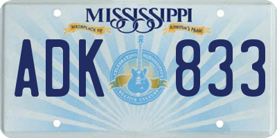 MS license plate ADK833