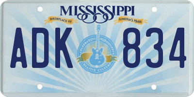 MS license plate ADK834