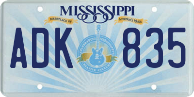 MS license plate ADK835