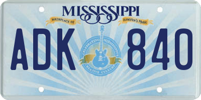 MS license plate ADK840