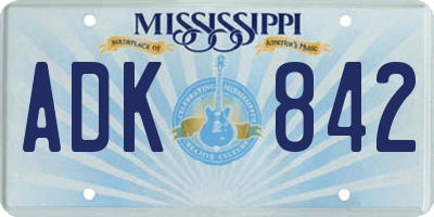 MS license plate ADK842
