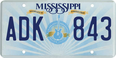 MS license plate ADK843