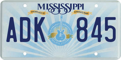 MS license plate ADK845