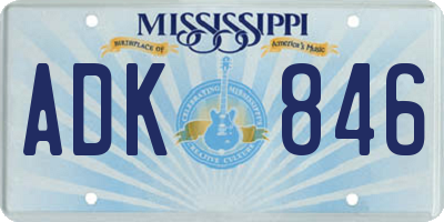 MS license plate ADK846
