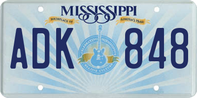 MS license plate ADK848
