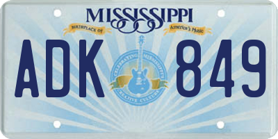MS license plate ADK849