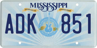 MS license plate ADK851
