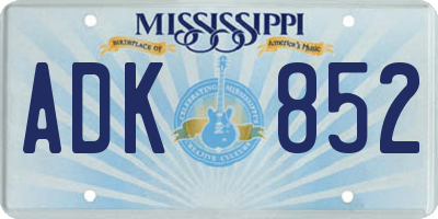 MS license plate ADK852
