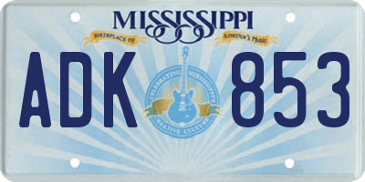 MS license plate ADK853