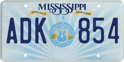 MS license plate ADK854
