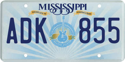 MS license plate ADK855